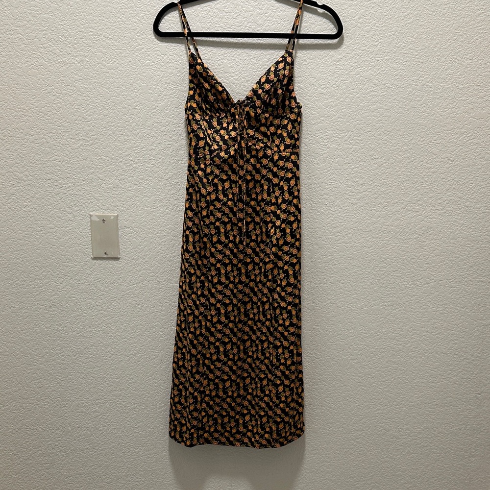 Urban Outfitters Brown and Black Slip Midi Dress